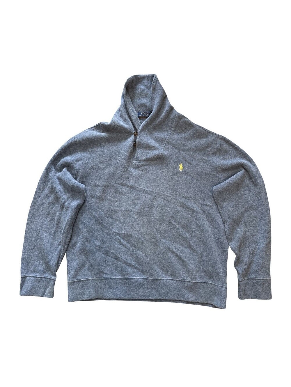 Polo Ralph Lauren Knit Sweater Blue Pullover Mock Neck Button Men's Size XL